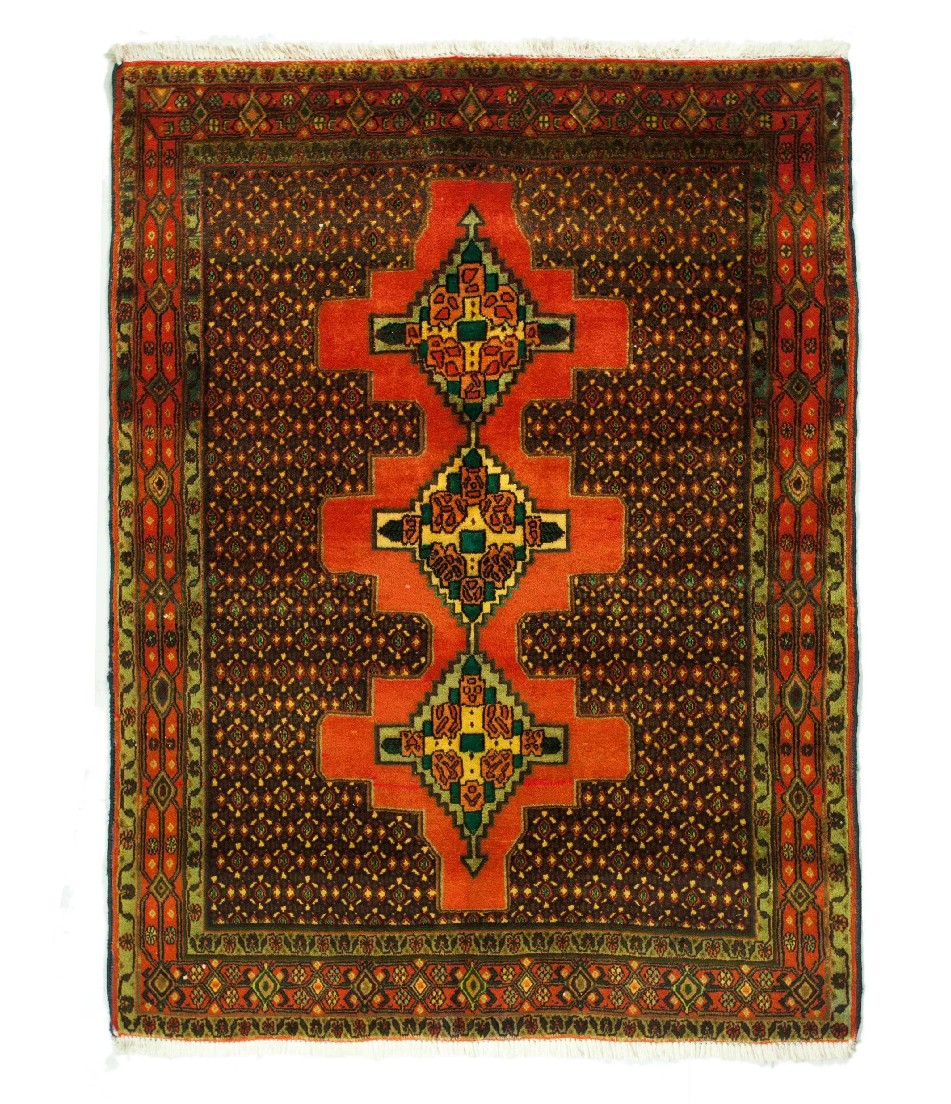 4x5 Overdyed Oriental Brick Red Vintage Rug 1315