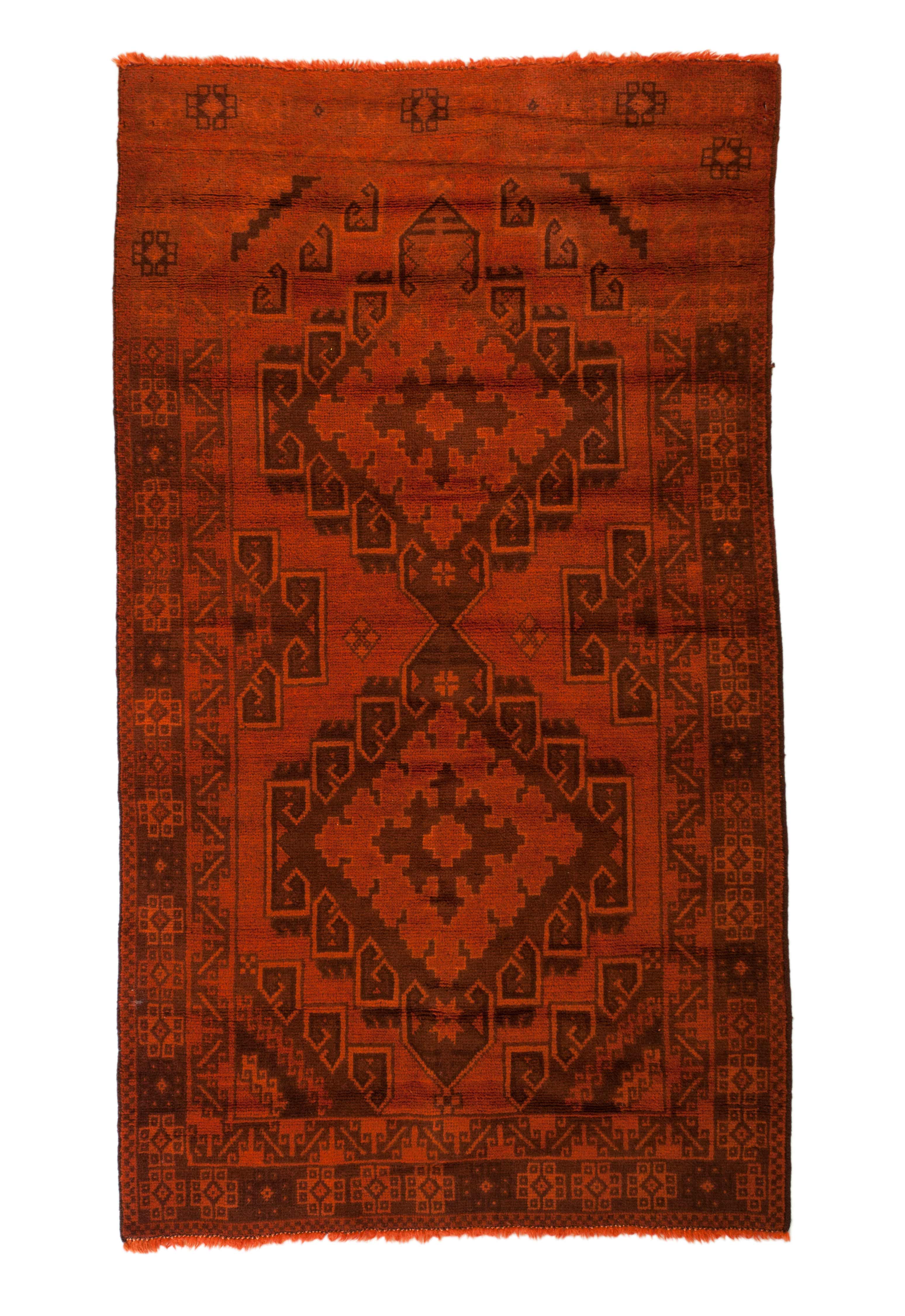 3x6 4x6 Overdyed Vintage Tribal Burnt Orange Rug 2518