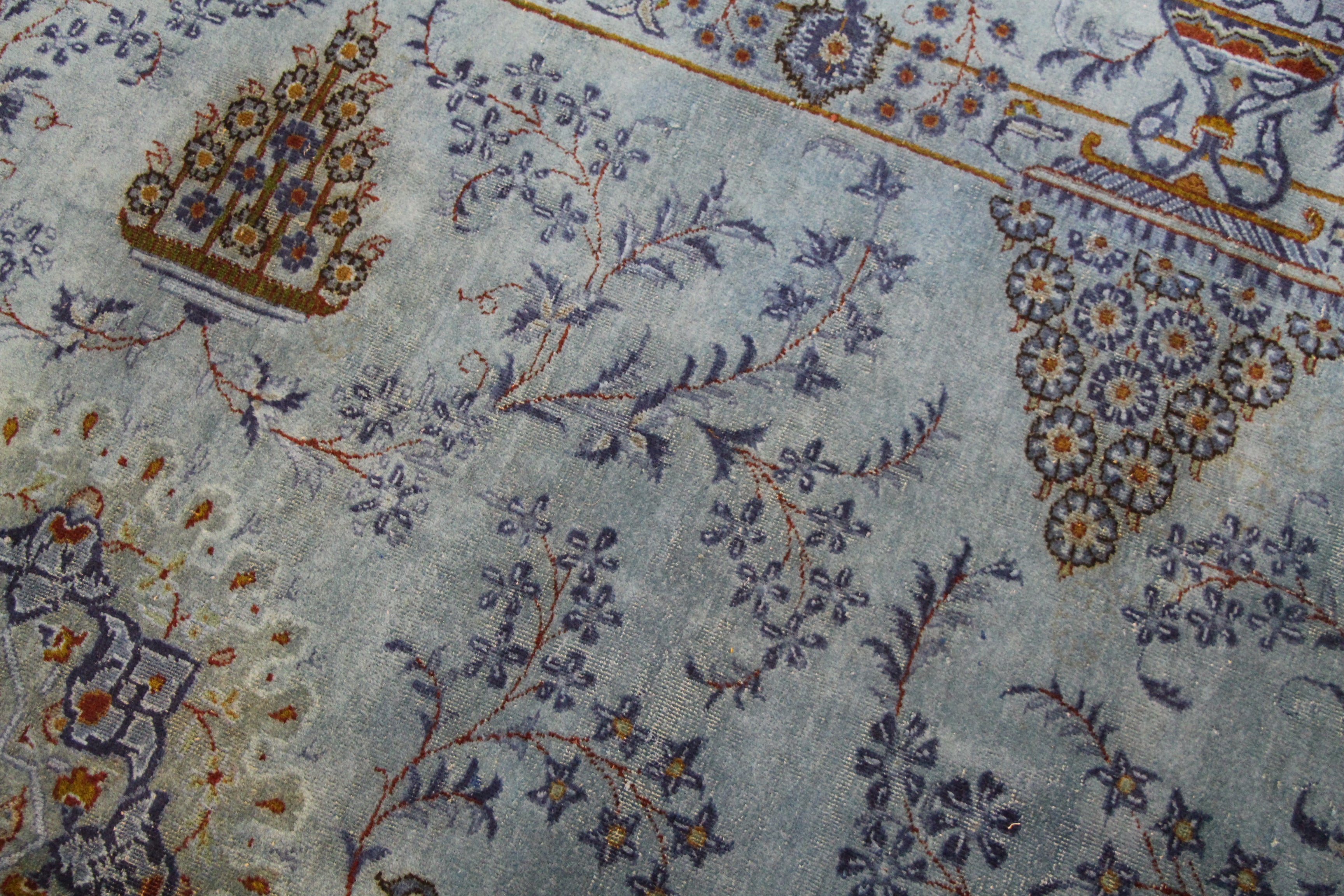 8x12 Vintage Oriental Kashan Light Blue Rug Overdyed 2845