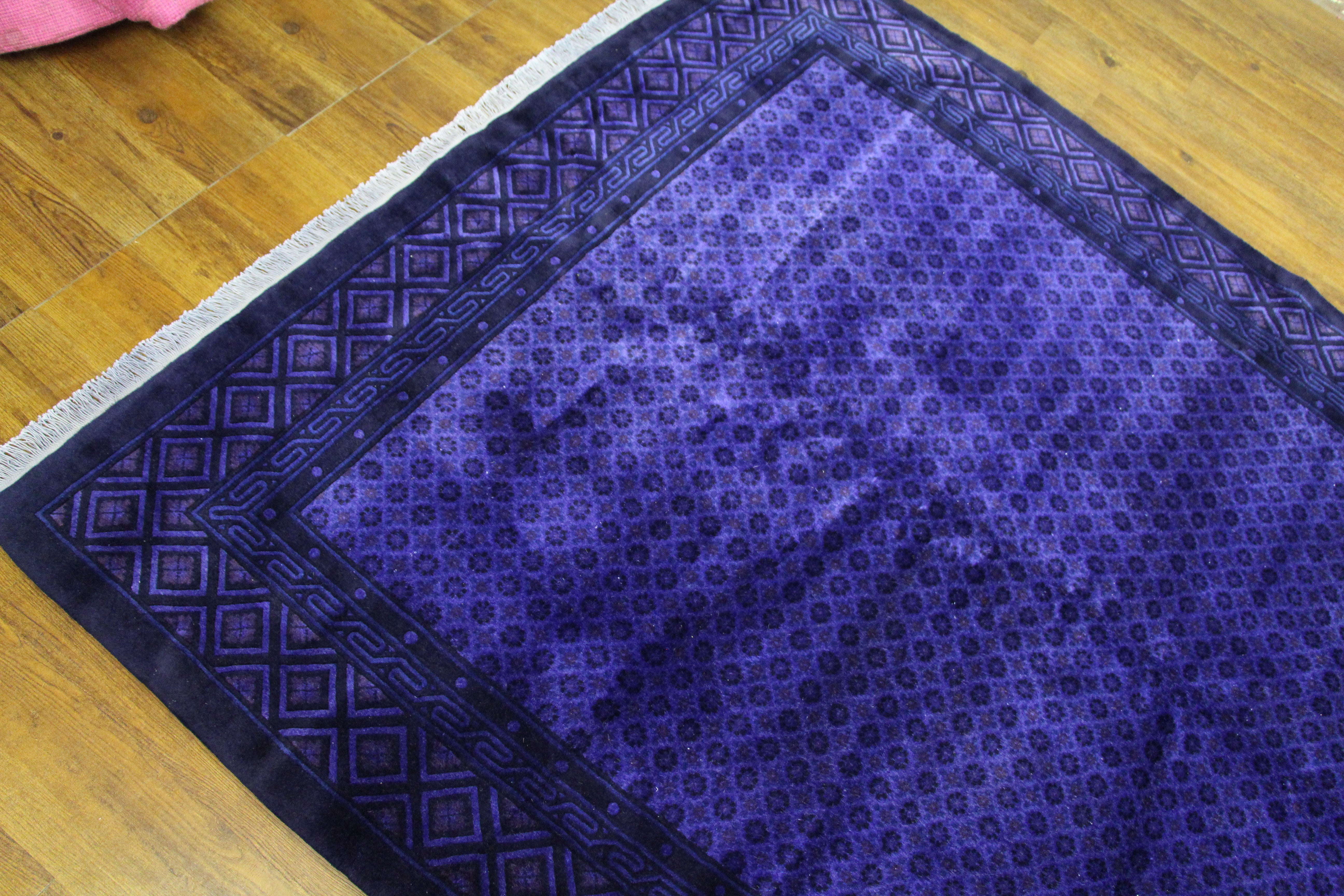 6x9 Overdyed Purple Deco 100% Wool Rug 2863