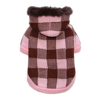 Lux Checker Dog Sweater Coat - Pink – PupLife Dog Supplies