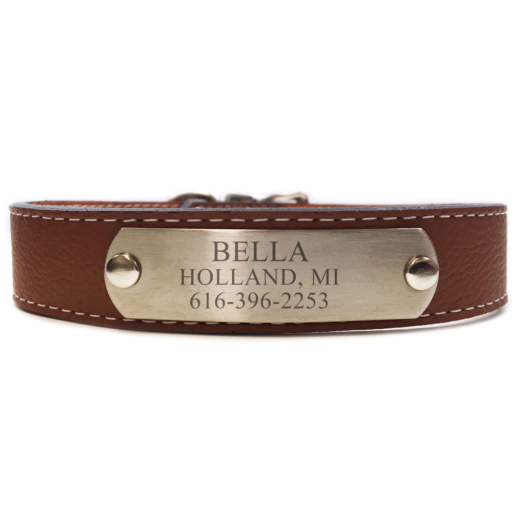 Italian Leather Dog Collar With 