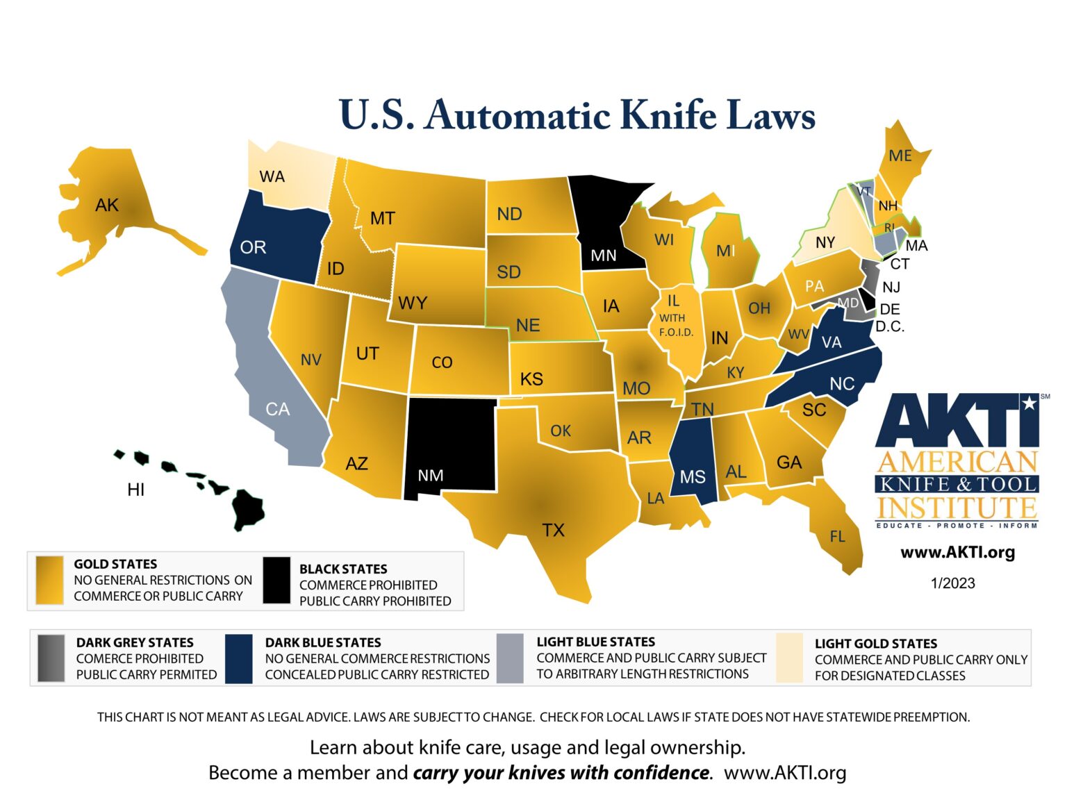 OTF State Laws Normandy Knives