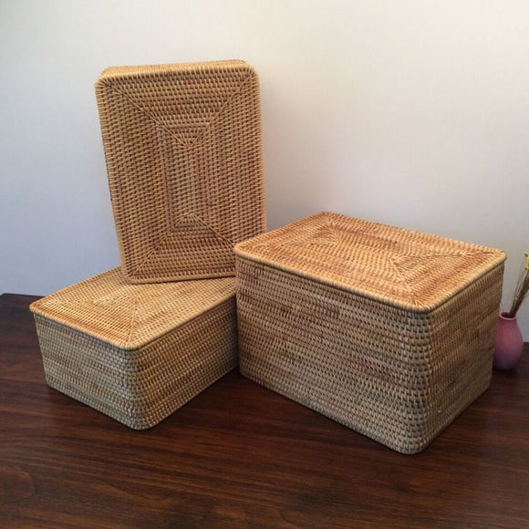 wicker storage boxes with lids large