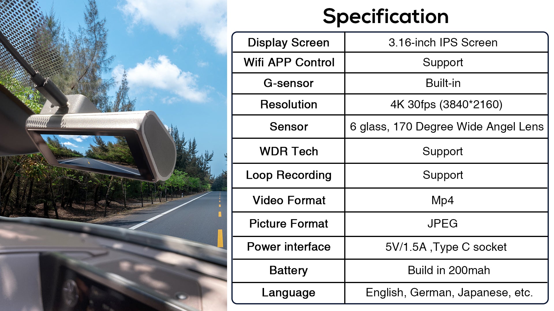 Q1-FHD 1080P WiFi Dashcam – Peztio