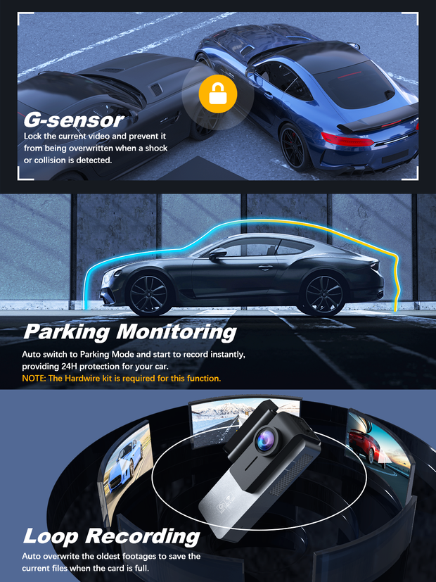 Mount Rotation and Removable Guidance for Arifayz Q3 Dash Cam