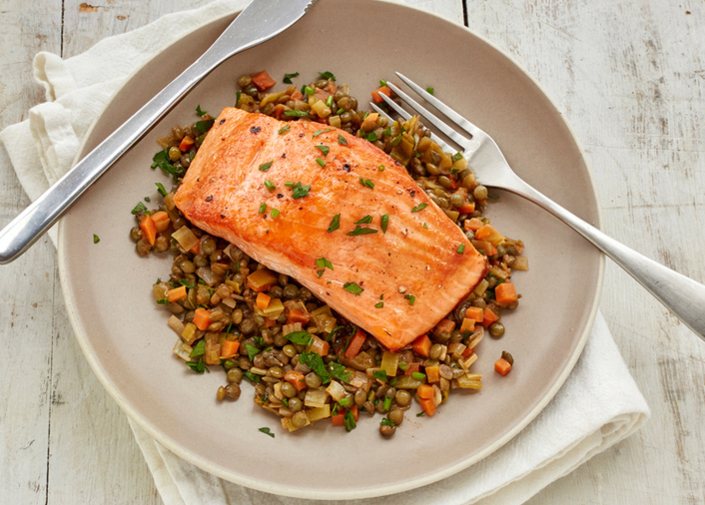 Pan Seared Salmon with Lentils