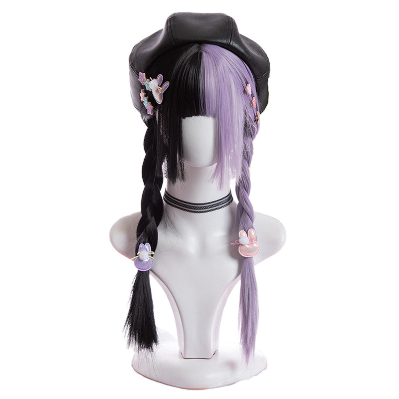 Half Black Half Purple Straight Hair Wig H0001 Uoobox