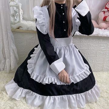 Maid Long Sleeve Black And White Anime Dress UB6217 – Uoobox