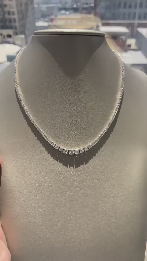 Line Necklace with Illusion-Set Graduated Diamonds