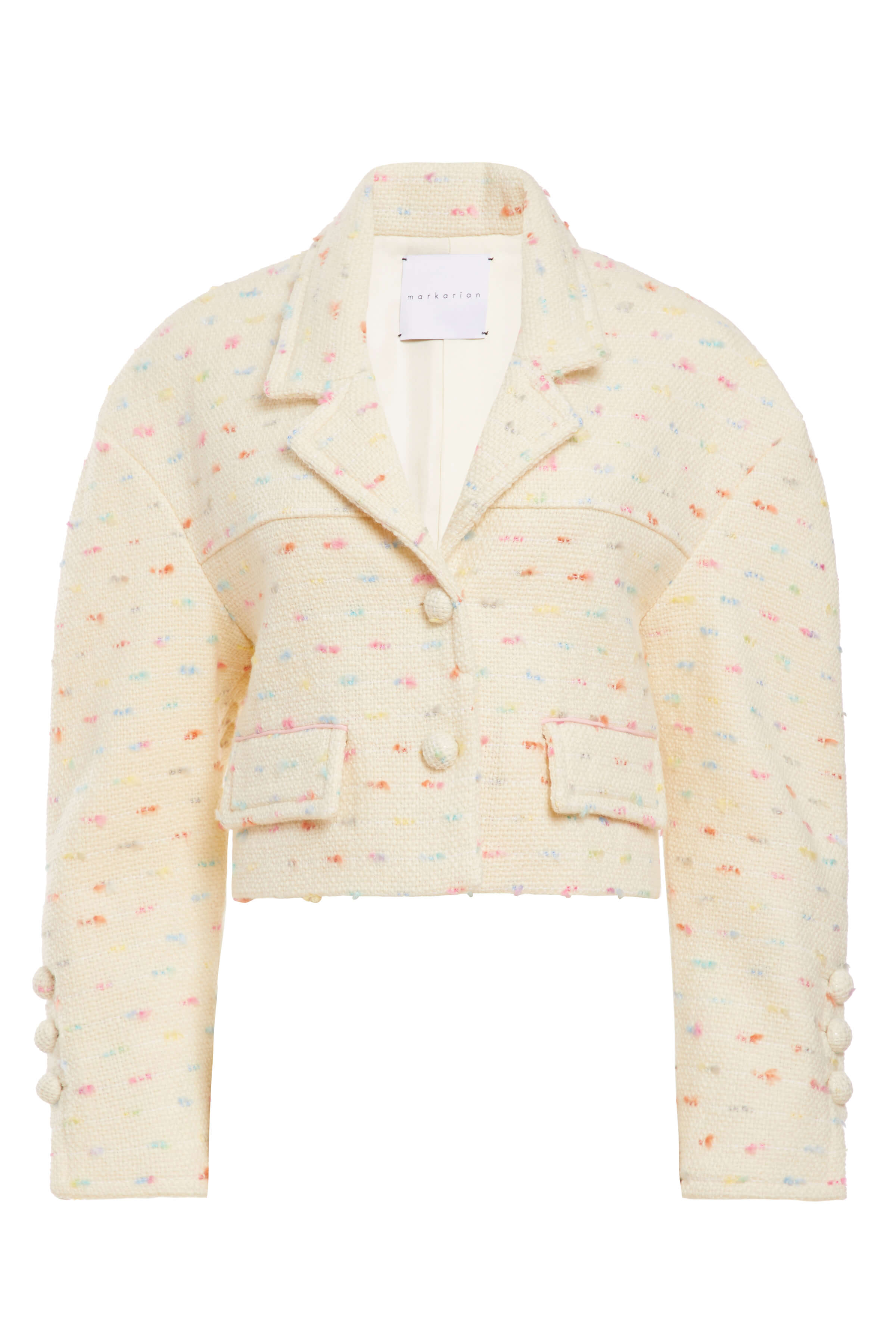 Clio Ivory Multicolor Tweed Cropped Jacket