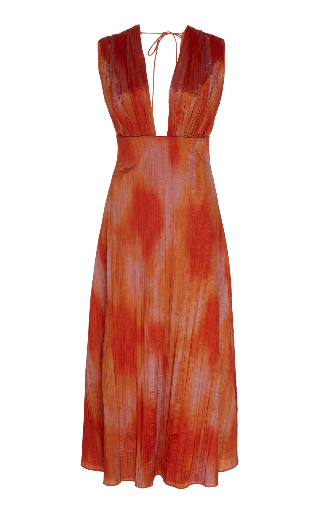 orange pleated dress