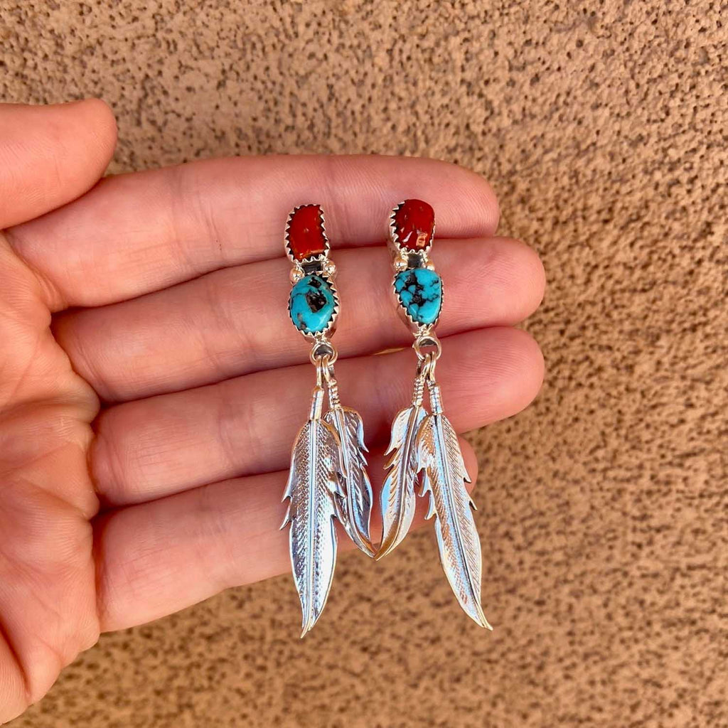 How to make Silver feather pendant and earrings set with turquoise stone. -  YouTube