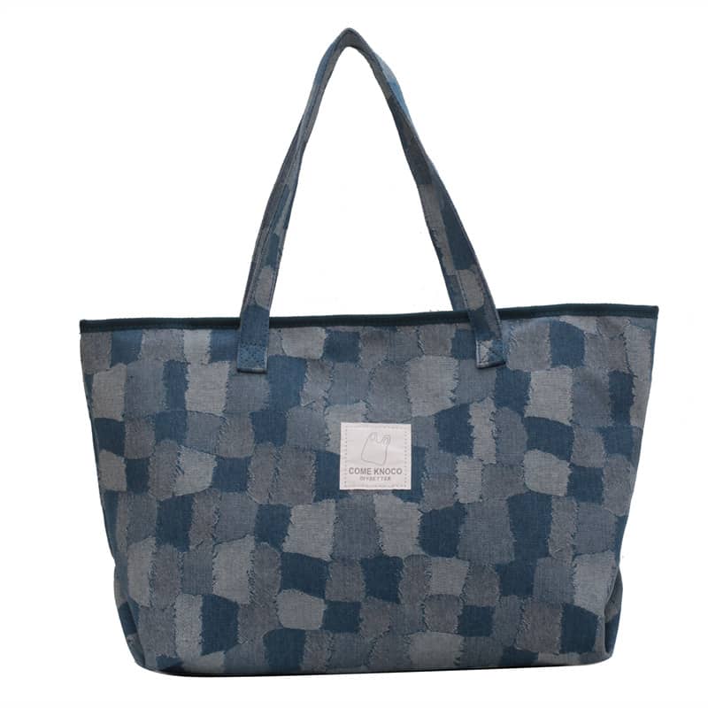 Checkerboard Denim Tote Bag – IFAUN