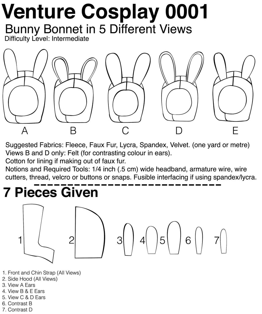 Bunny Hat Printable Cosplay Sewing Pattern - VentureCosplay 0001