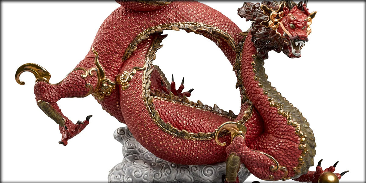 Auspicious Dragon Sculpture. Red. Limited Edition