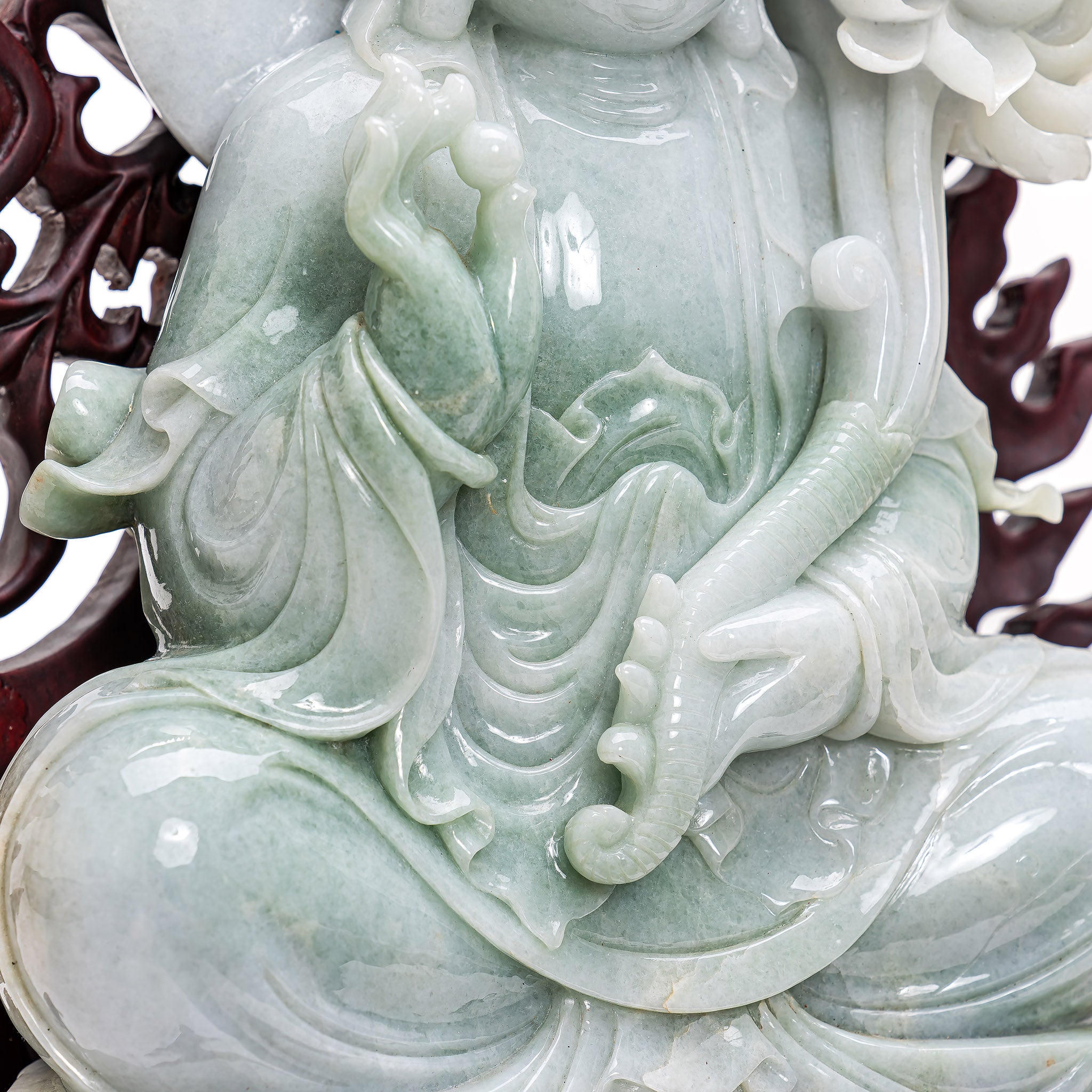 Close-up of intricate jade carving