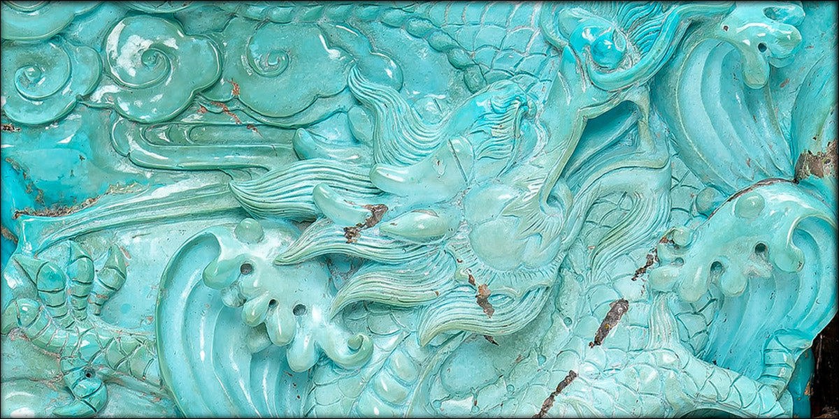 Majestic Enigma Genuine Turquoise Dragon Carving