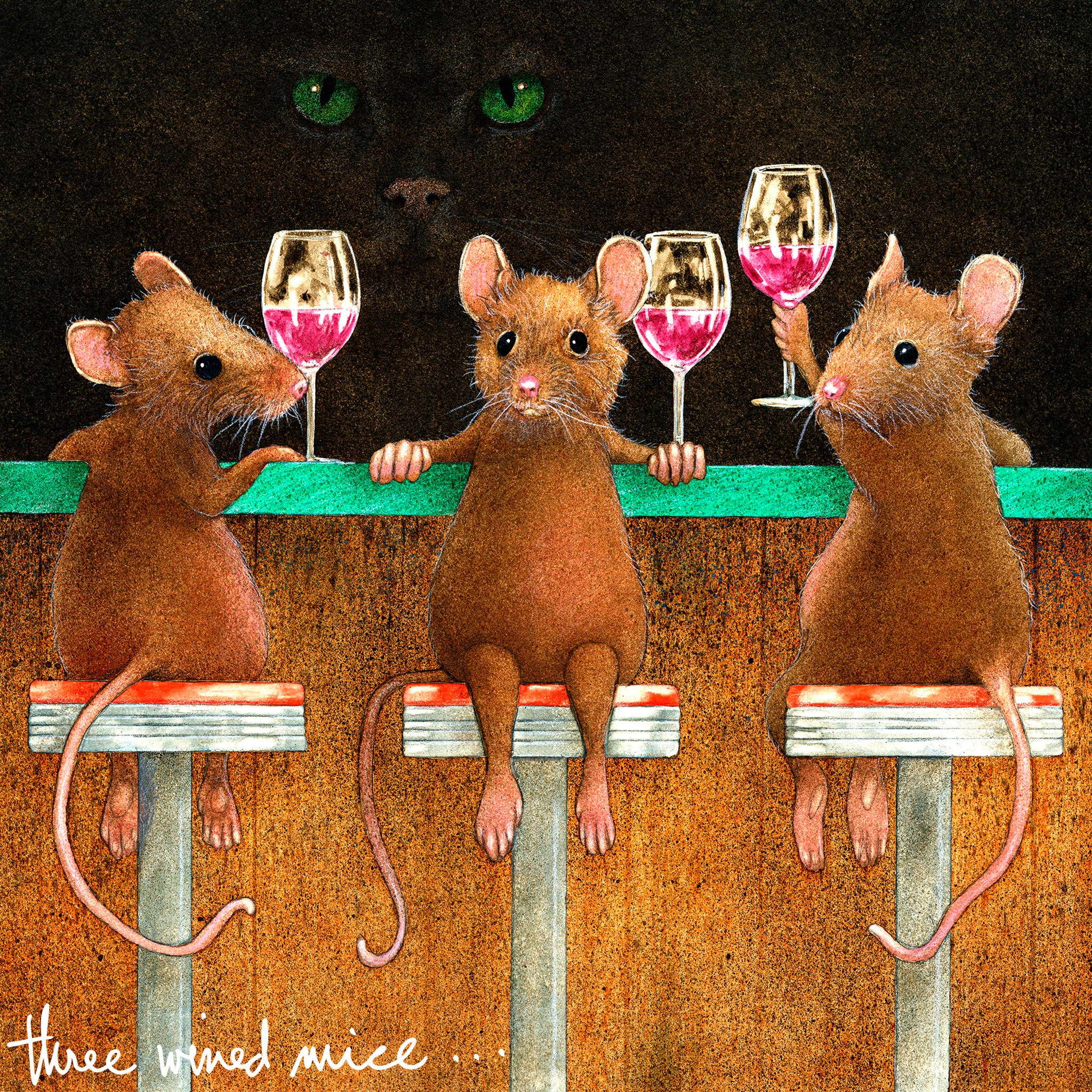 Three Wined Mice by Will Bullas on Metal