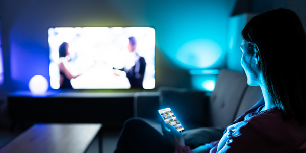 image of tv screen emitting blue light