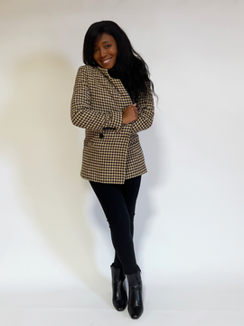 Cozy & Warm Brown Houndstooth Blazer