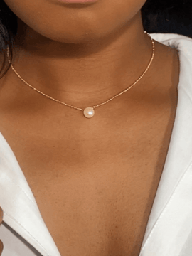 14K Gold-Plated Single Pearl Necklace