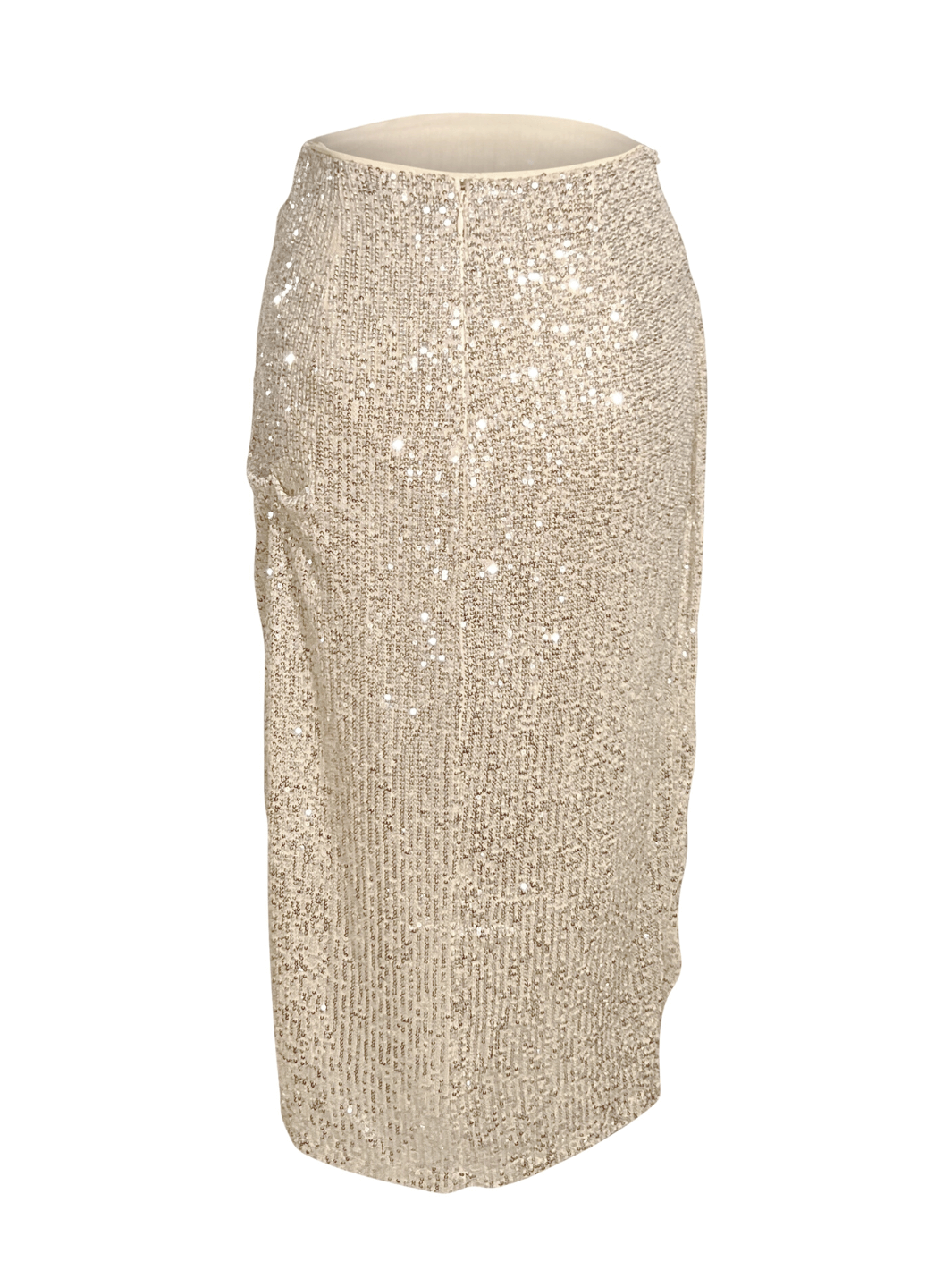 Sparkle Bright Gold Sequin Midi Skirt with Side Slit – Tiana Bay