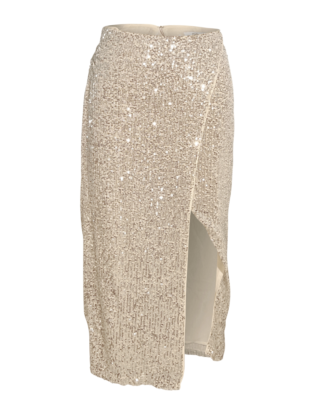 Sparkle Bright Gold Sequin Midi Skirt with Side Slit – Tiana Bay