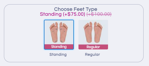 Select a different feet type for your real doll