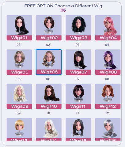 free customizatoin option for different wigs for sex doll