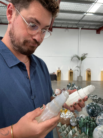 Dylan looking at Selenite