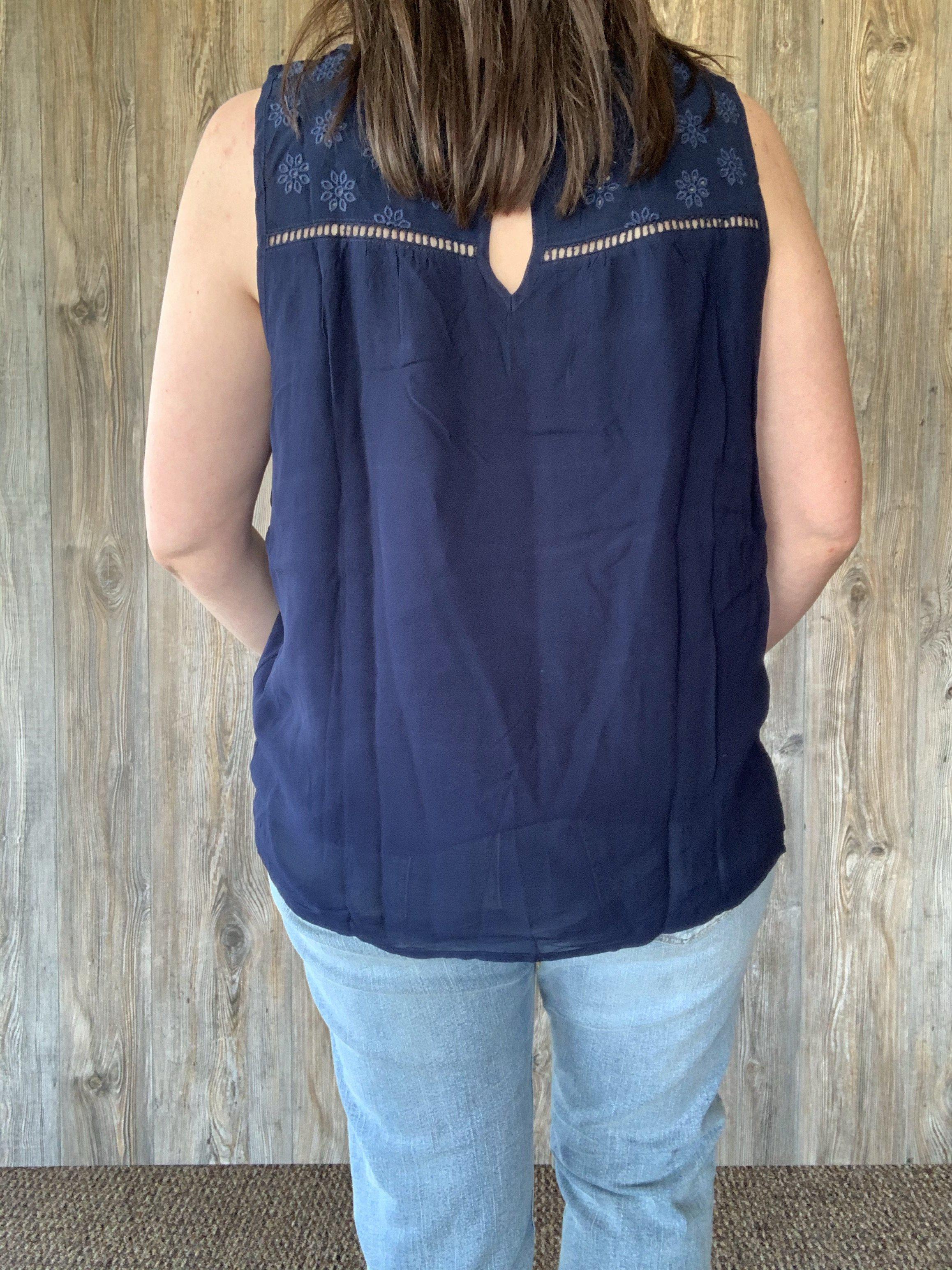 navy blue tank top with lace