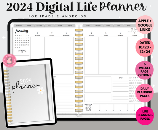 2024 Neutral Digital Life Planner – Paper Hearts Planner Co.