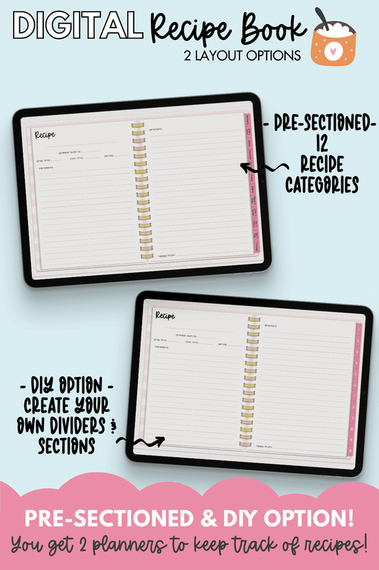 Digital Recipe Book – Paper Hearts Planner Co.