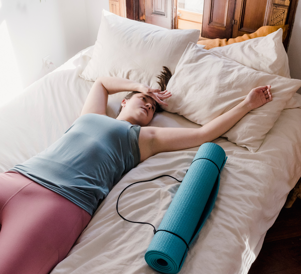 Woman resting after yoga Pilates workout
