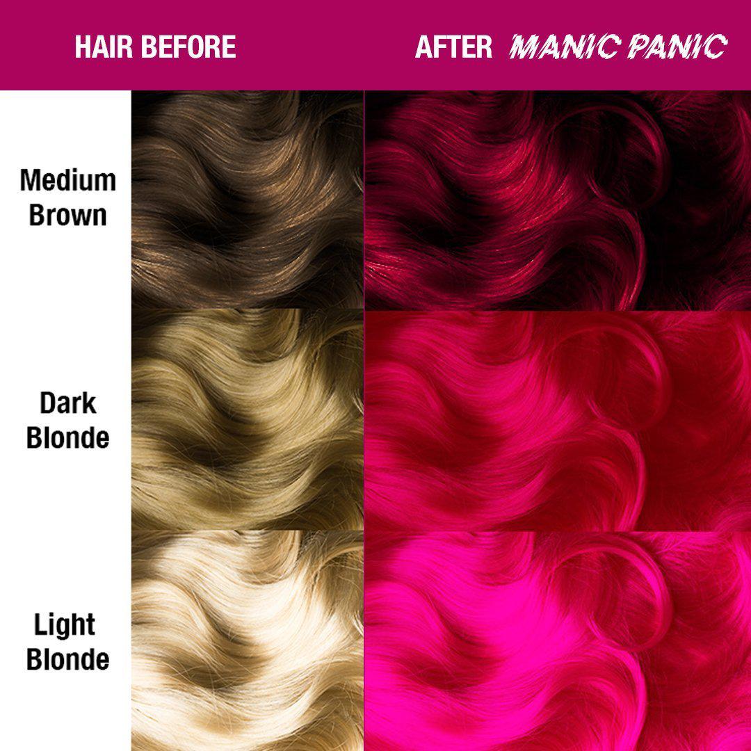  MANIC PANIC Hot Hot Pink Hair Color - Amplified - Semi  Permanent Hair Dye - Medium Pink - Glows In Blacklight - For Dark & Light  Hair - Vegan, PPD