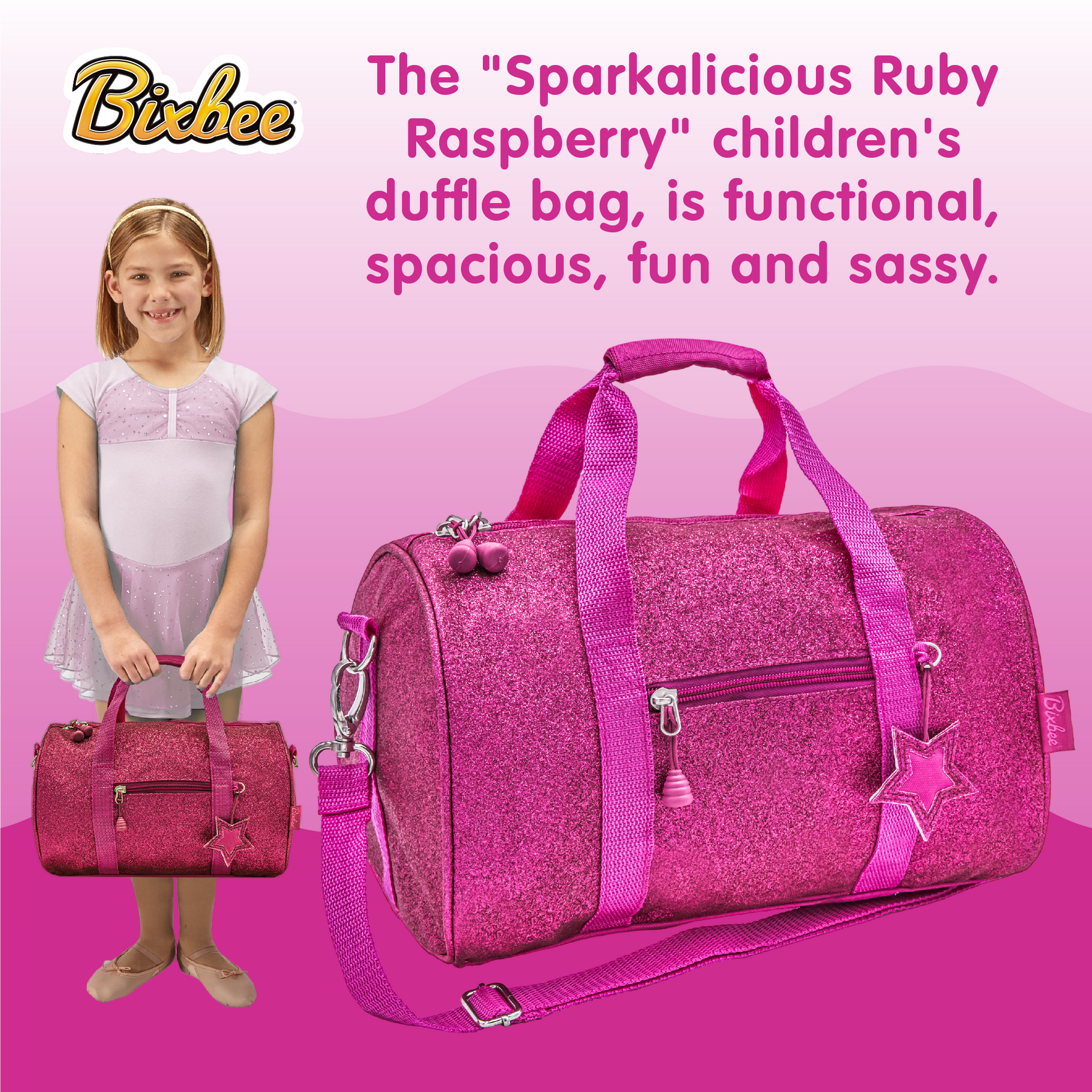 Children's Pink Glitter Duffle Bag