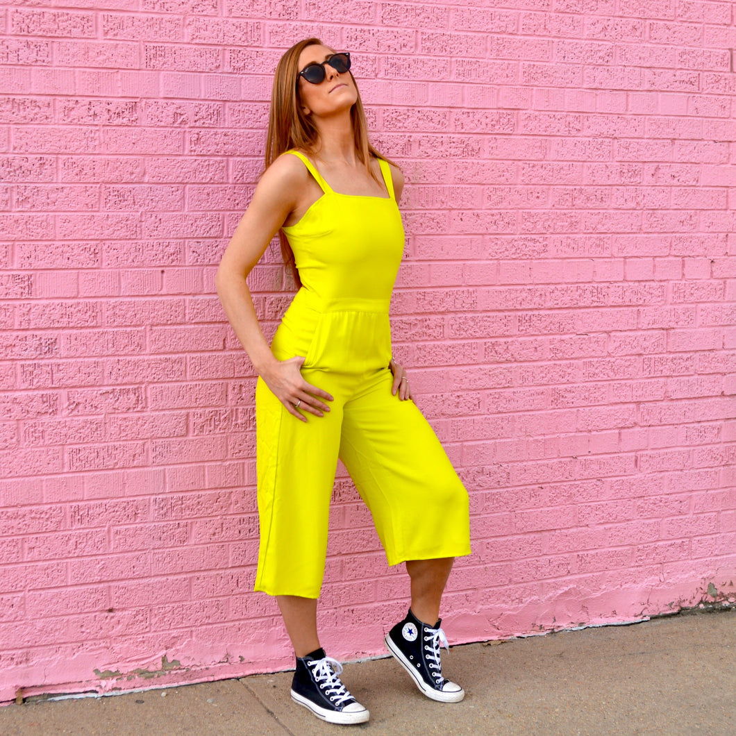 neon green jumpsuit