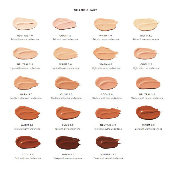 Fruit Pigmented Water Foundation - Shade chart