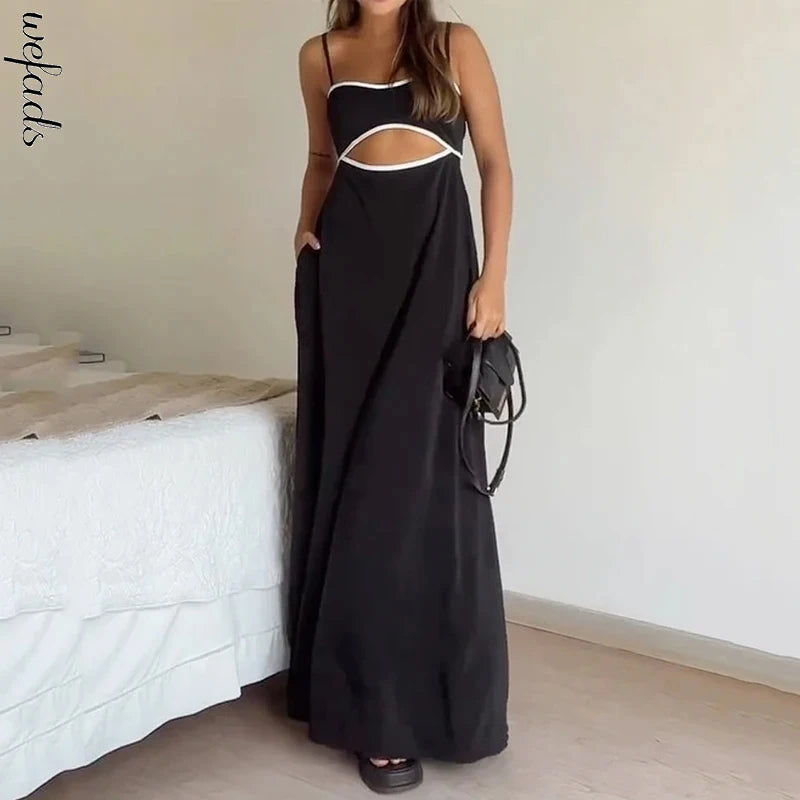 Womens Maxi Summer Dress Backless LaceUp Beach Style