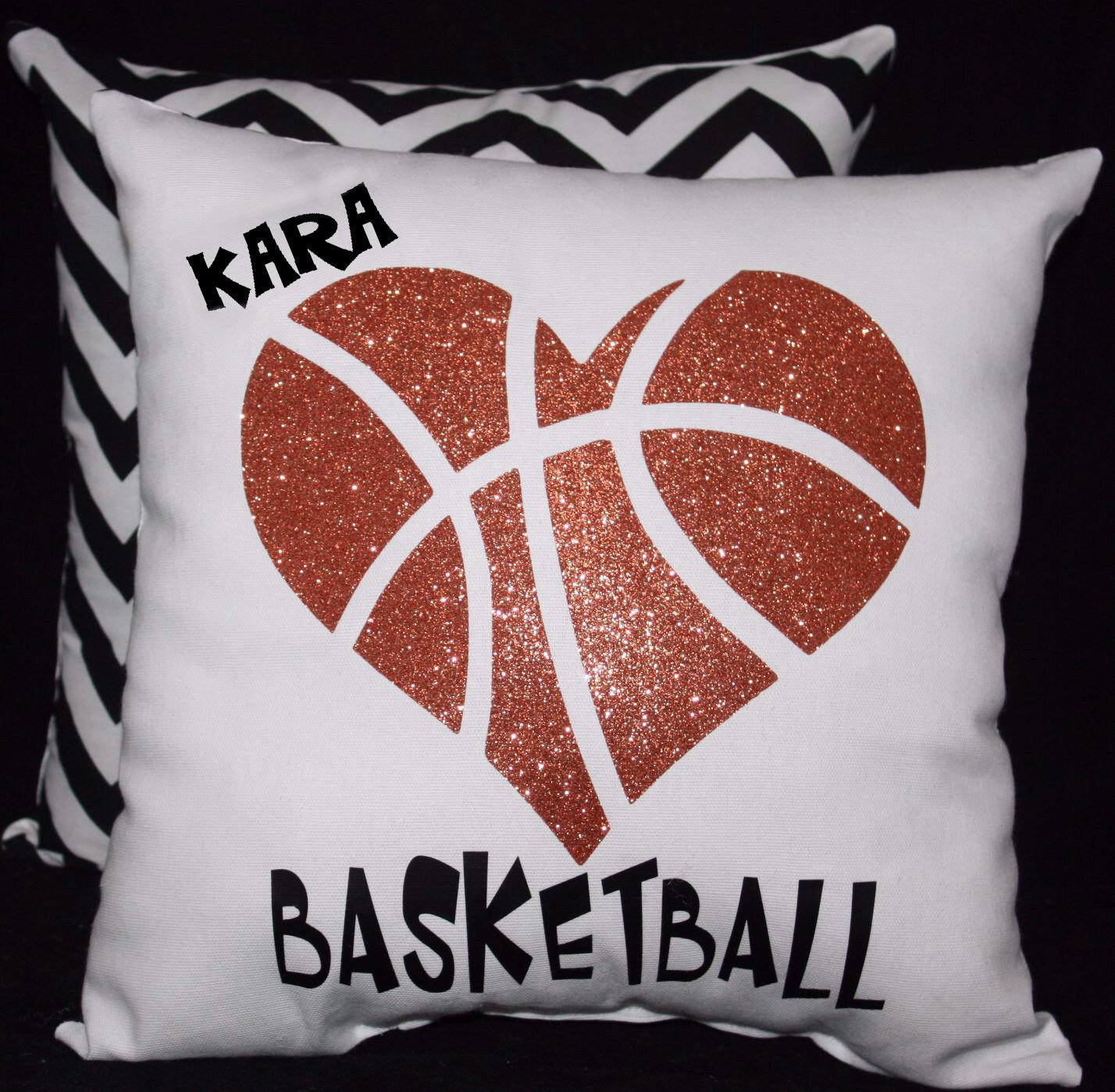 Personalized Glitter Heart Basketball Pillow Basketball Bedroom