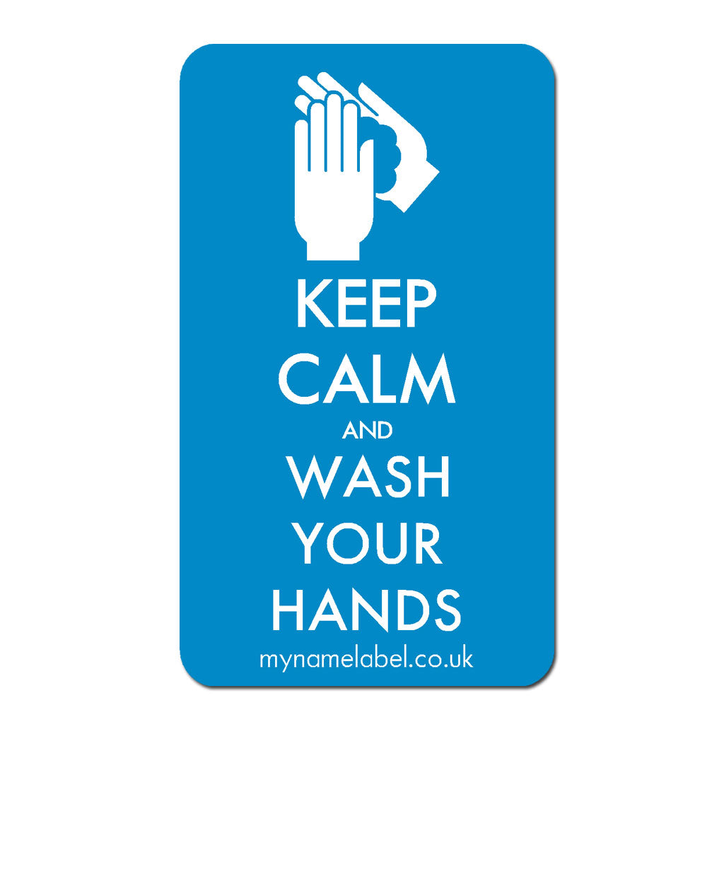 Keep Calm & Wash Your Hands Sticker - Blue - My Name Label UK product image