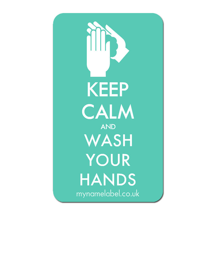 Keep Calm & Wash Your Hands Sticker - Mint - My Name Label UK product image