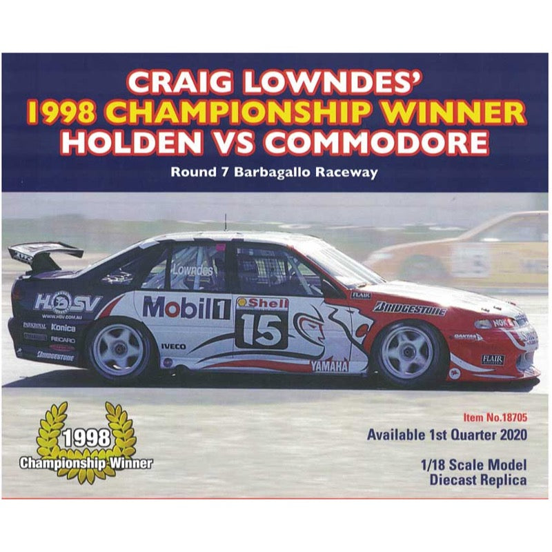 Classic Carlectables 1/18 Holden VS Commodore Craig Lowndes 1998 Championship Winner Barbagallo Raceway