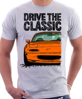 Drive The Classic Mazda MX5 1st Generation. T-shirt in White Colour
