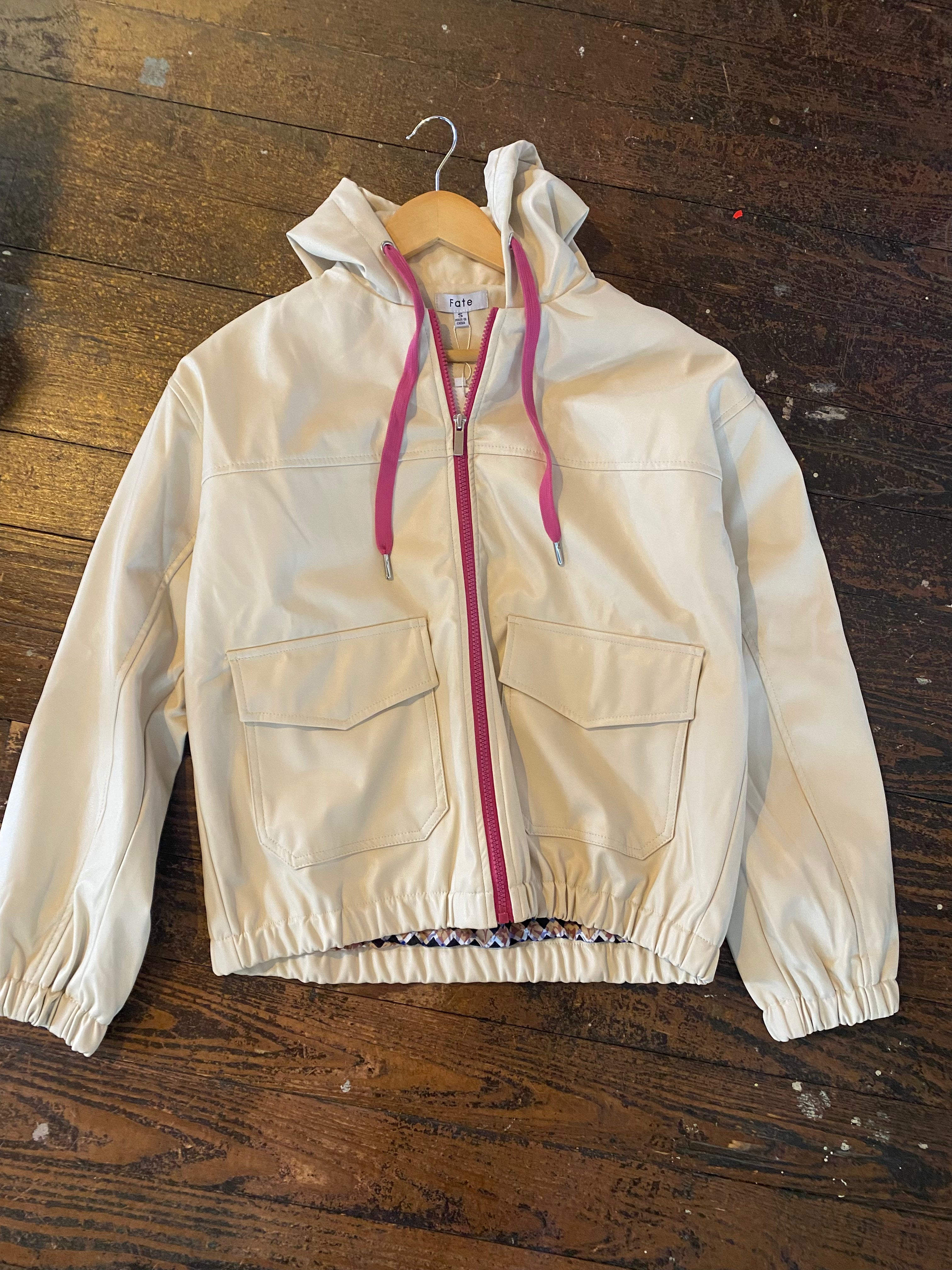 Leather Jacket with Pink Strings