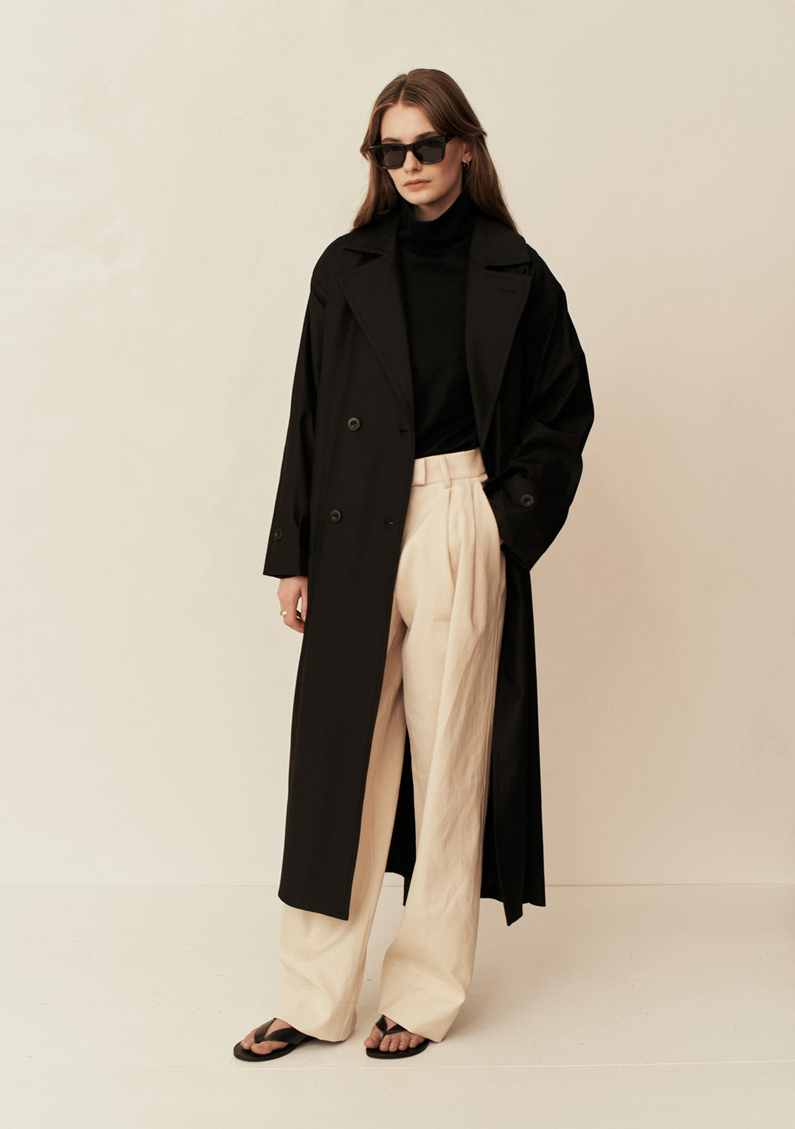 ETHOSENS/Splitted trench coat /black-