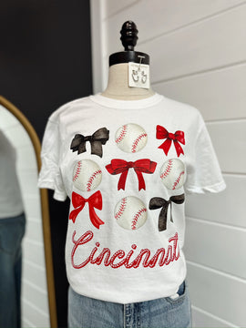 Cincinnati Baseball & Bows Tee