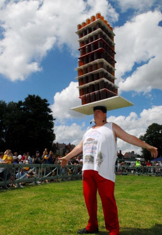 Man balacing 237 pints of beer