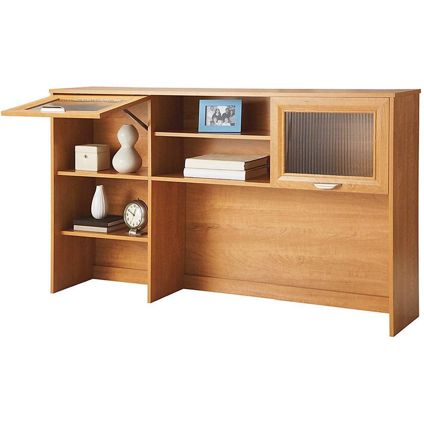 Realspace Outlet Magellan Hutch For Corner L Desk Honey Maple